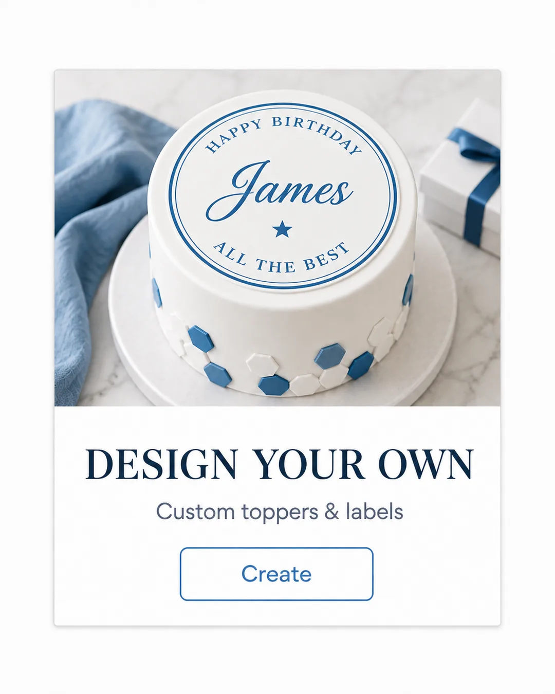 Custom personalised edible cake topper created from your own design