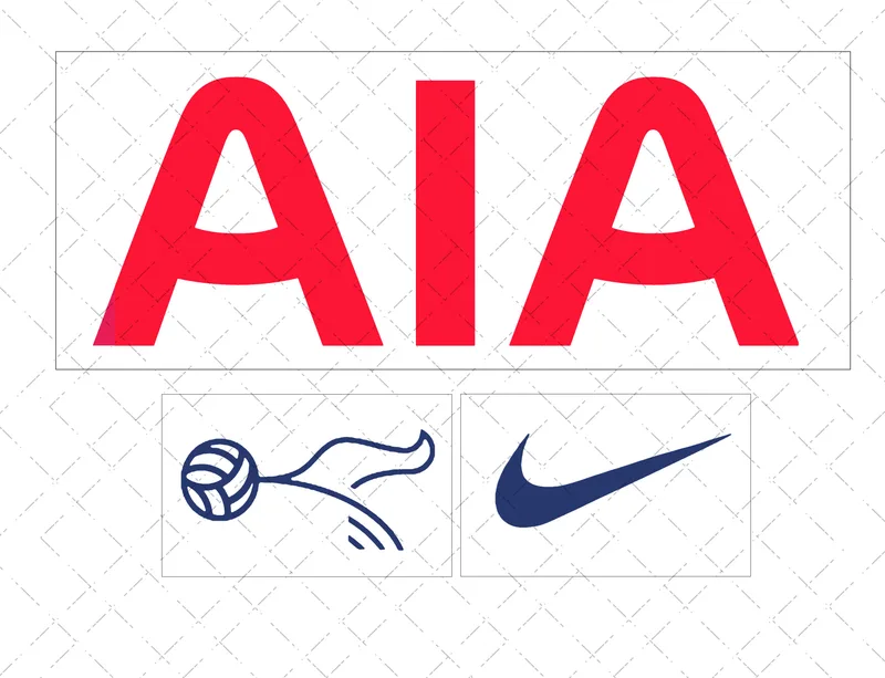 Design preview of a Tottenham-themed edible football kit cake decorating set with club-style badge and sponsor-style logo pieces.