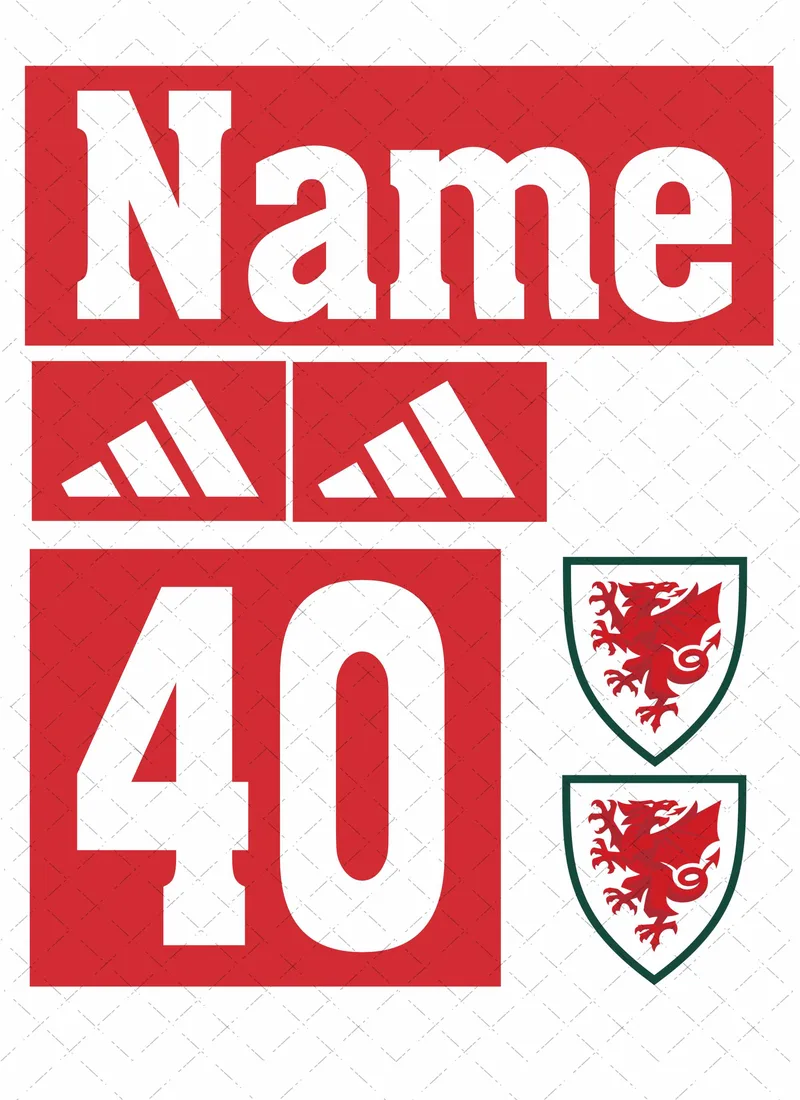 Create a Wales-themed edible cake decorating set with original badge-style and sponsor-style logo pieces, plus your chosen name and age.