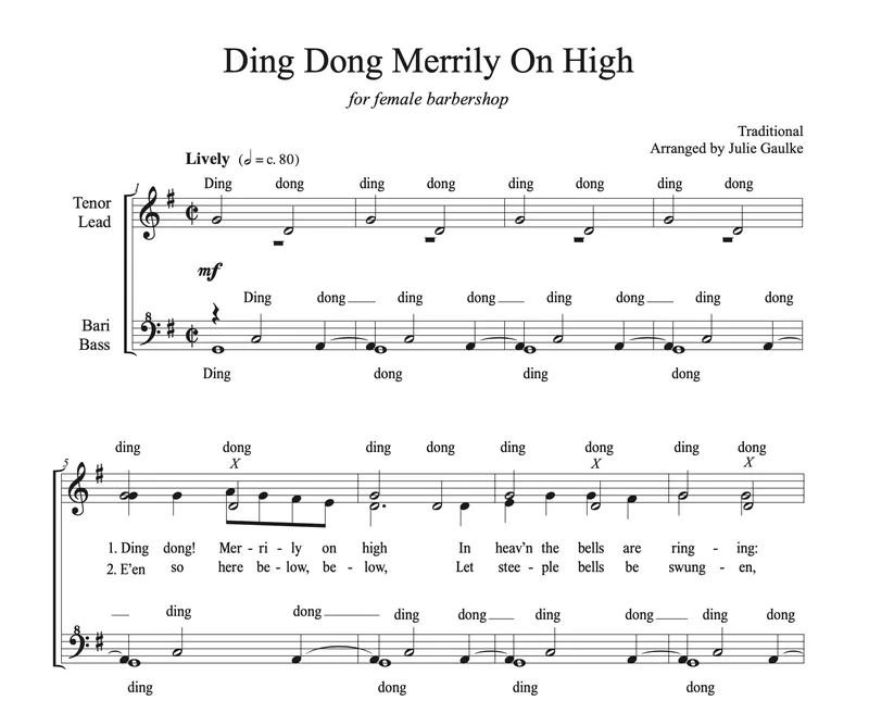 Ding Dong Merrily On High - Barbershop format