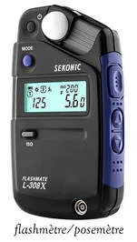 Cellule à main et flashmètre professionnel Sekonic pour mesurer l'exposition studio