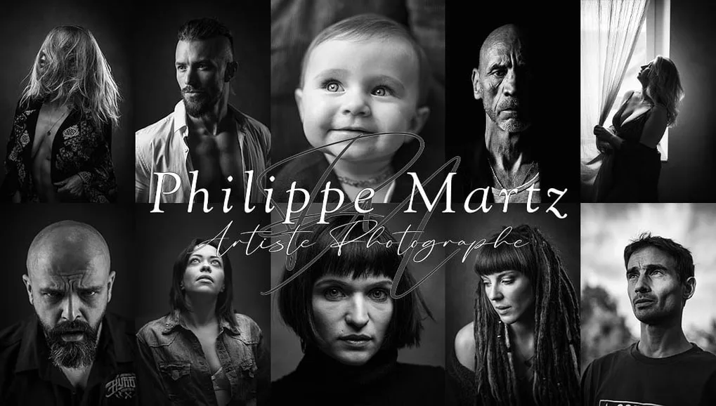 Portraits en clair-obscur (style low-key) de modèles, illustrant le travail sur l'émotion du photographe de studio Philippe Martz