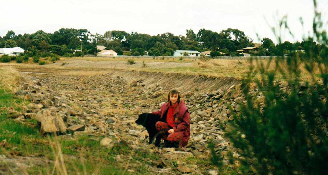 Ayr Creek Reserve, early 1990s.  South Gippsland Conservation Society member Aileen Vening