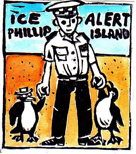 Ice alert Phillip Island, cartoon by Natasha Williams-Novak