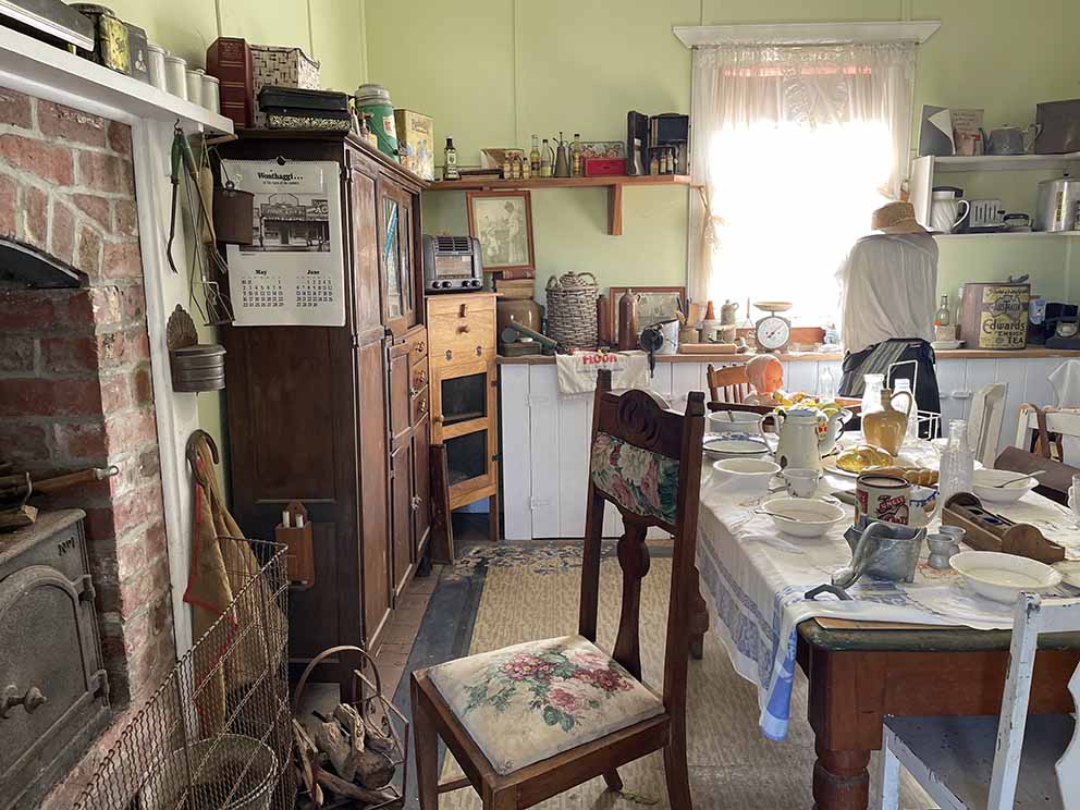Display kitchen in miner’s cottage at State Coal Mine Heritage Area. Photo: Linda Cuttriss, 2026