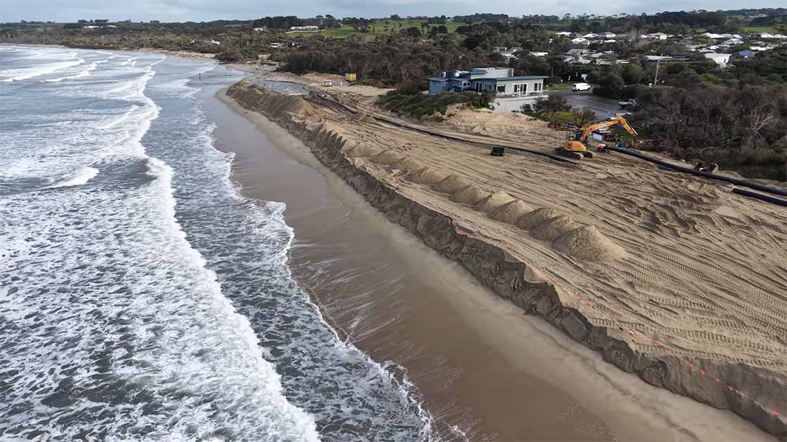 A beach takes shape