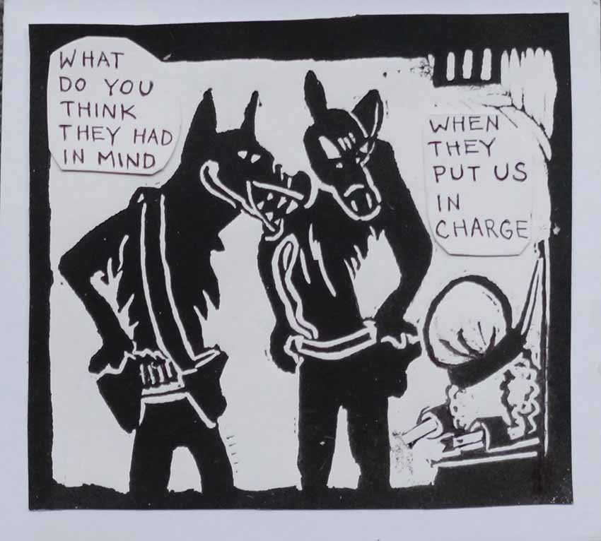 a 17-year-old boy was hooded and strapped to a mechanical restraint chair at a juvenile detention centre near Darwin. Cartoon by Natasha Williams-Novak
