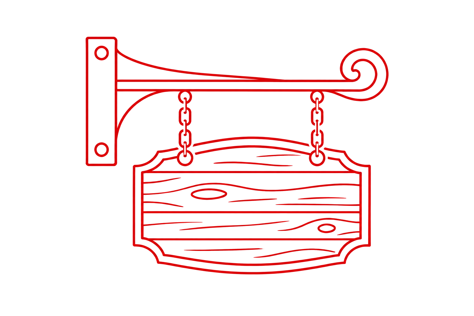 red line hanging sign