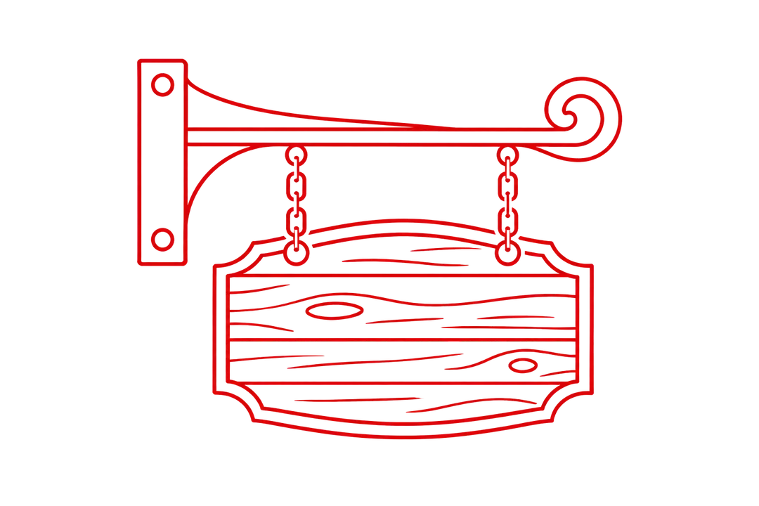 red line hanging sign