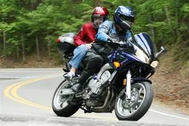 Alicia riding The Dragon with Jim on his Yamaha FZ6