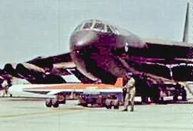 MRASM mockup being fit-checked for loading on a B-52