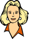 Cartoonish image of my wife, Alicia, a long-suffering computer widow