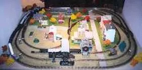 Overhead view of Wisconsin's alcove N-scale model train layout