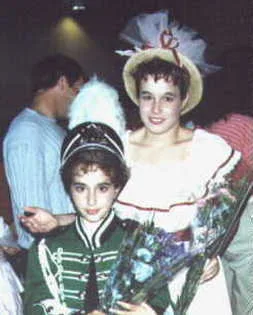 Dawn Marie and Lisa in their Music Man costumes in 1990