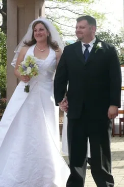 Chris Mula & Vanessa Campet posing after their 2008 wedding