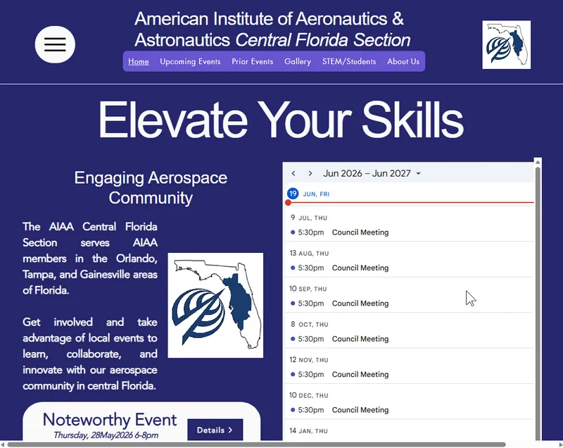 www.aiaacentralflorida.org Home Page screengrab