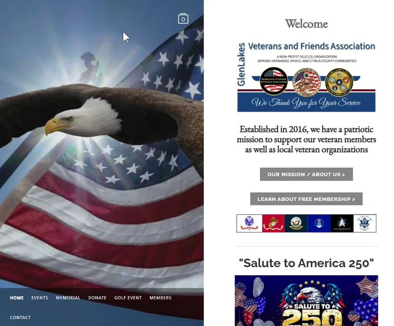 www.glenlakesvets.org Home Page screengrab