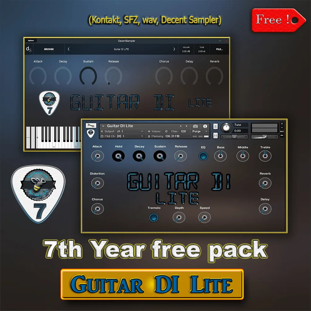 Guitar DI Lite 7th year free pack kontakt sfz decent sampler