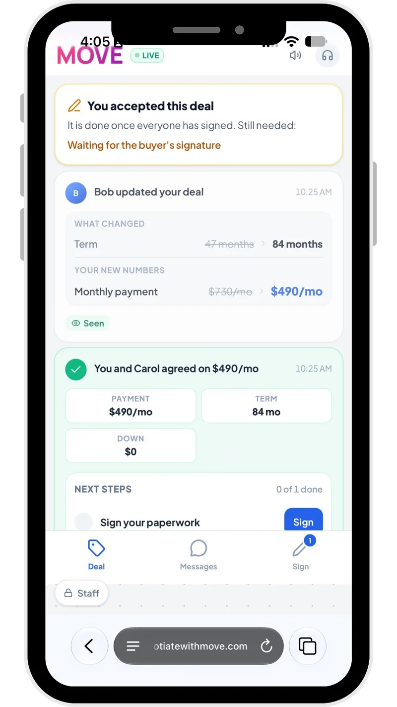 MOVE Mobile Deal Accepted