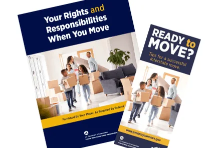 Your Rights and Responsibilities When You Move brochure showing Apollo Strong Moving as fully licensed for long distance moves.