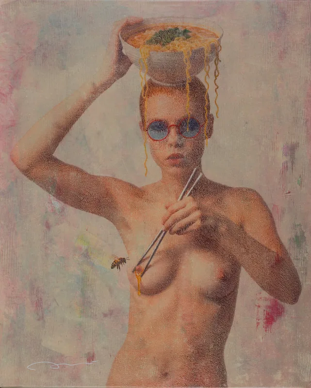 1967 FEEDING THE BEES 90x80 cm