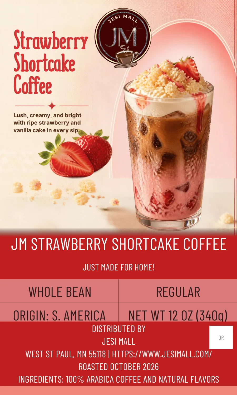 JM Strawberry Shortcake Coffee-12oz (340g)