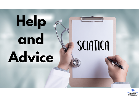 picture showing a person writing on a clipboard with a stethoscope and the title 'Help and Advice' for the article on Sciatica.