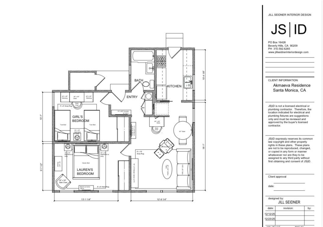 Hand-drawn furniture layout floor plan for a home with each room and furniture piece marked out