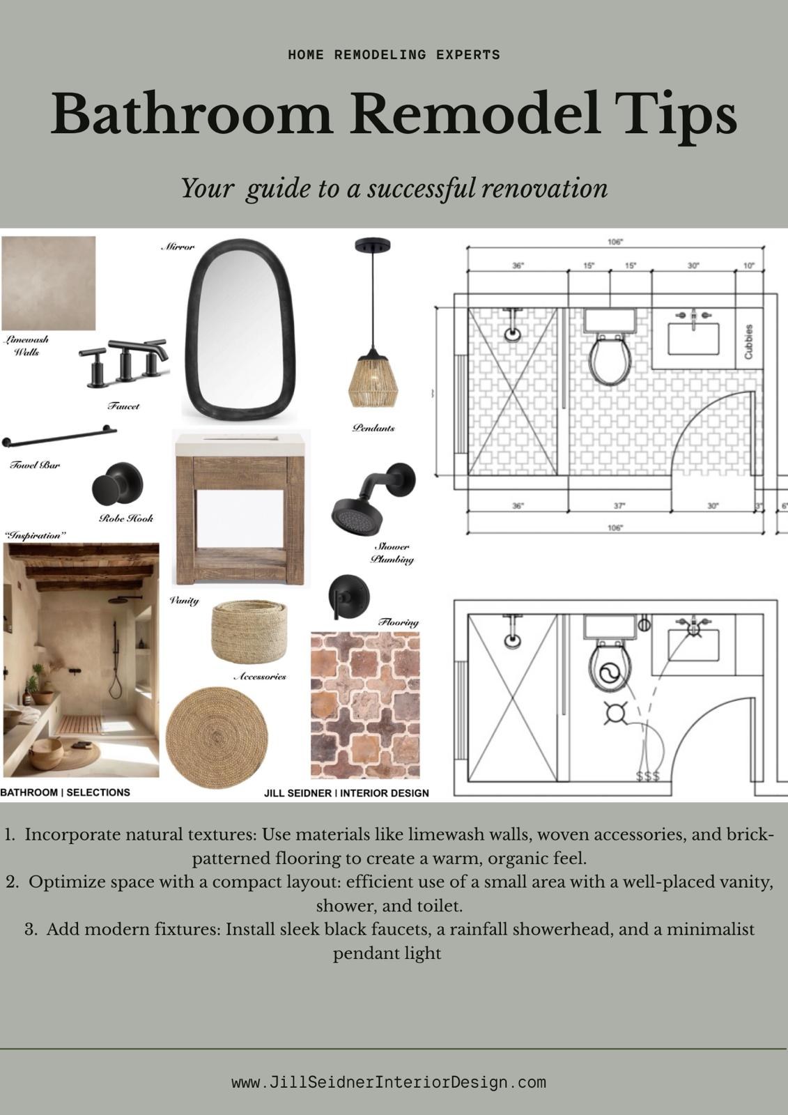 Bathroom Remodel Tips guide by Jill Seidner Interior Design