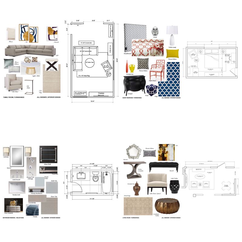 Complete online room design: concept boards and furniture floor plans by Jill Seidner Interior Design