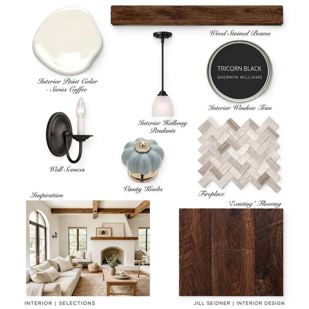 Elegant interior selections board by Jill Seidner Interior Design