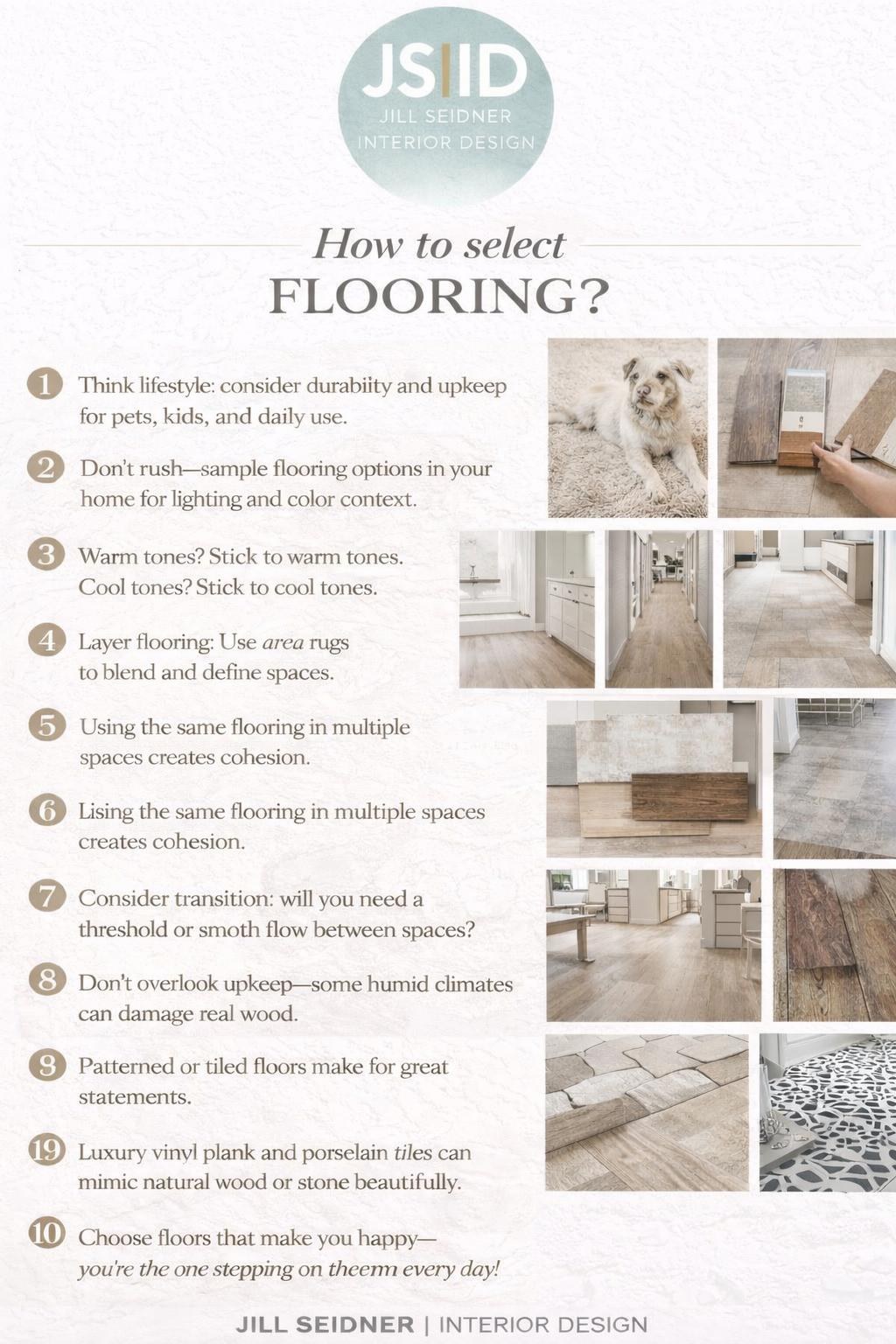 How to select flooring guide by Jill Seidner Interior Design