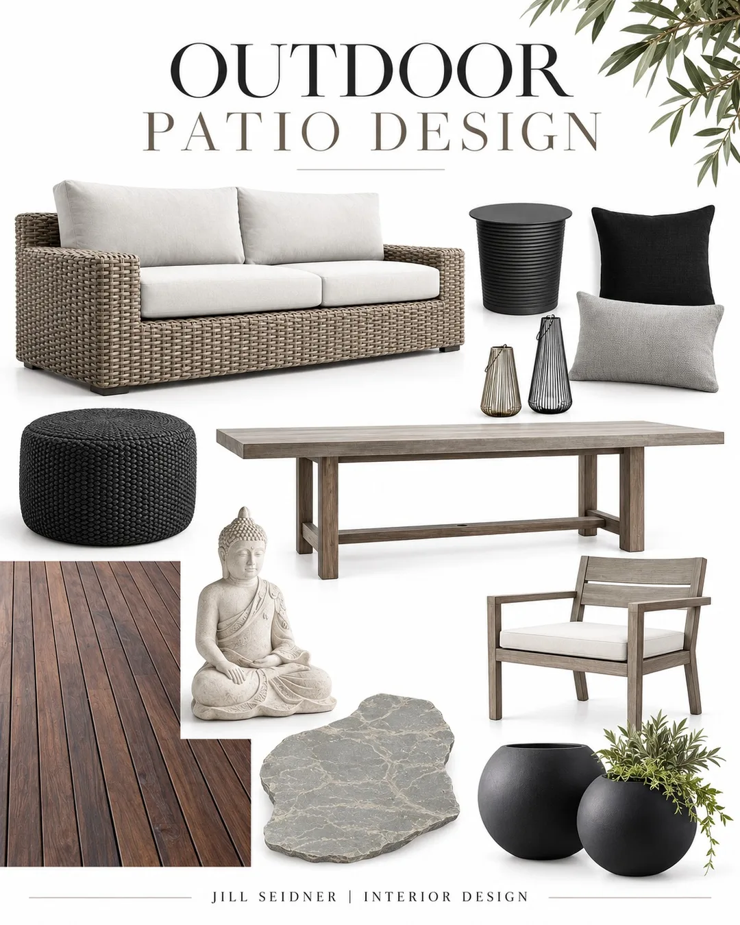 Outdoor patio design board by Jill Seidner Interior Design