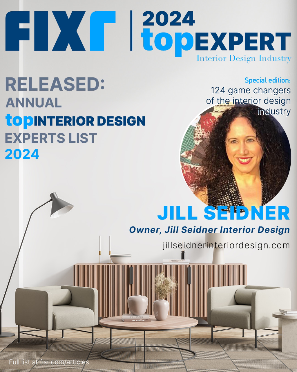 Jill Seidner on the Fixr 2024 Top Interior Design Experts list