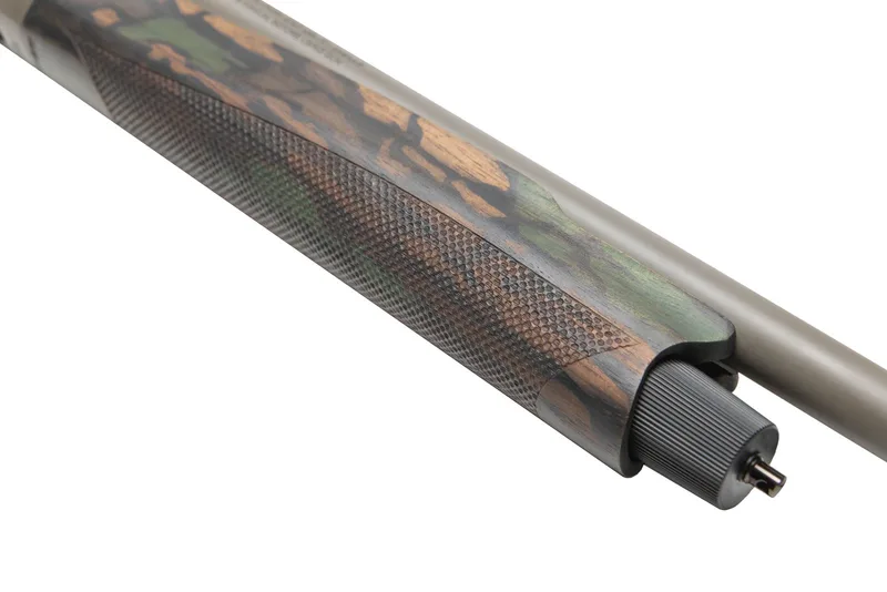 Camo walnut forend under a Custom Grey Cerakote barrel on a Benelli Ultra Light 20 gauge