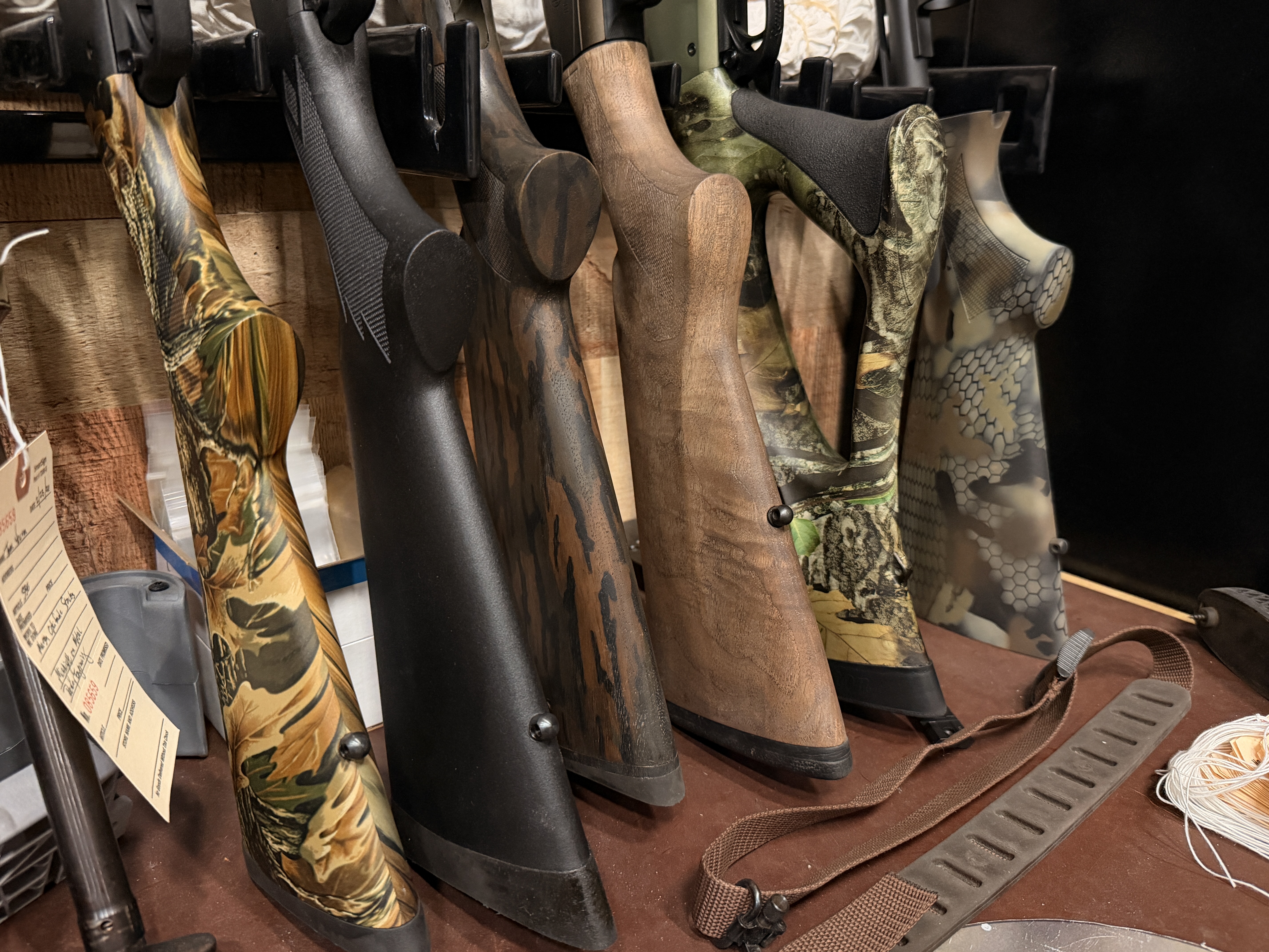 Gunsmith workbench at the family-owned Grumpy Duck Co. shop in Belleville, PA.