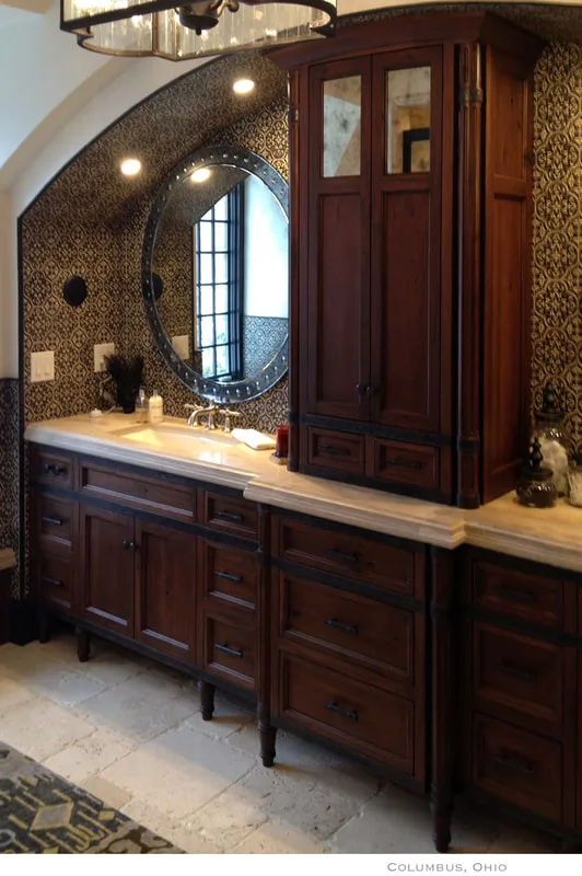 Artist Jamie Santaniello Columbus, Ohio / Wall tiles Double sink area -Historical Renditions  WTS66-314 / 6"x6" / Travertine - Noce Stain / Install. pic- Classico Tile & Marble, Columbus, Ohio jamiesantaniello.com
Copyright©JS2014