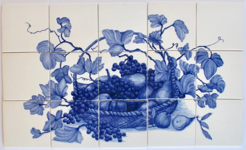 Grape Basket & Vine Blue & White Darker (2)