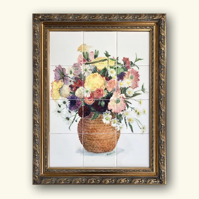 Custom Floral Basket Framed