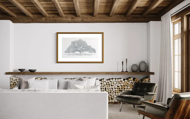 Promised Land Oak Tree - Encaustic Rubbing - Indigo