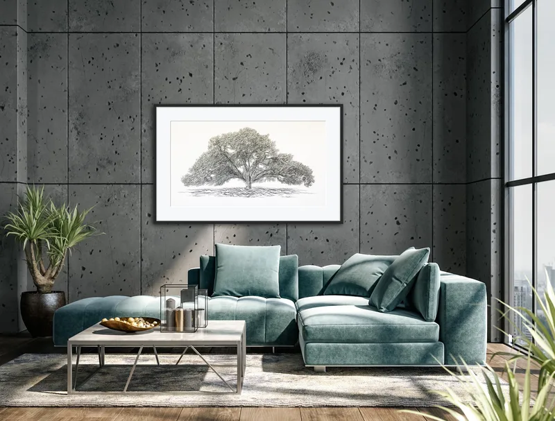 Promised Land Oak Tree - Encaustic Rubbing - Black