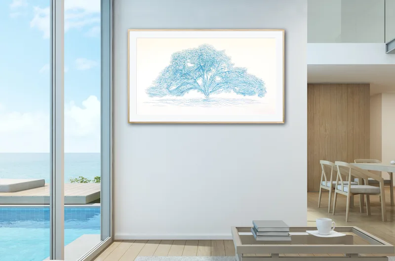 Promised Land Oak Tree - Encaustic Rubbing - Cerulean