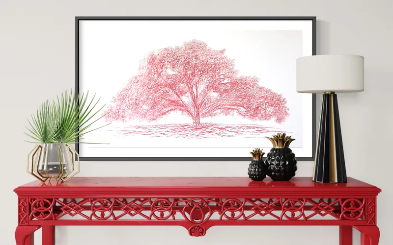 Promised Land Oak Tree - Encaustic Rubbing - Alizarin Crimson