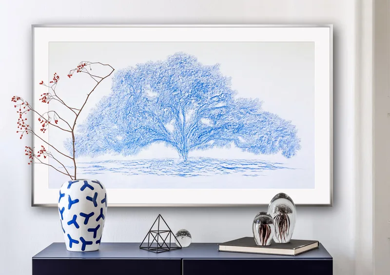 Promised Land Oak Tree - Encaustic Rubbing - Ultramarine Blue