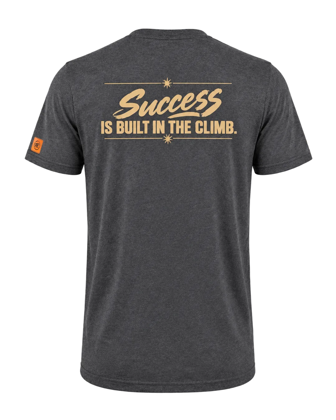 PTC-003 More Grit Less Quit charcoal shirt back: Success Is Built in the Climb