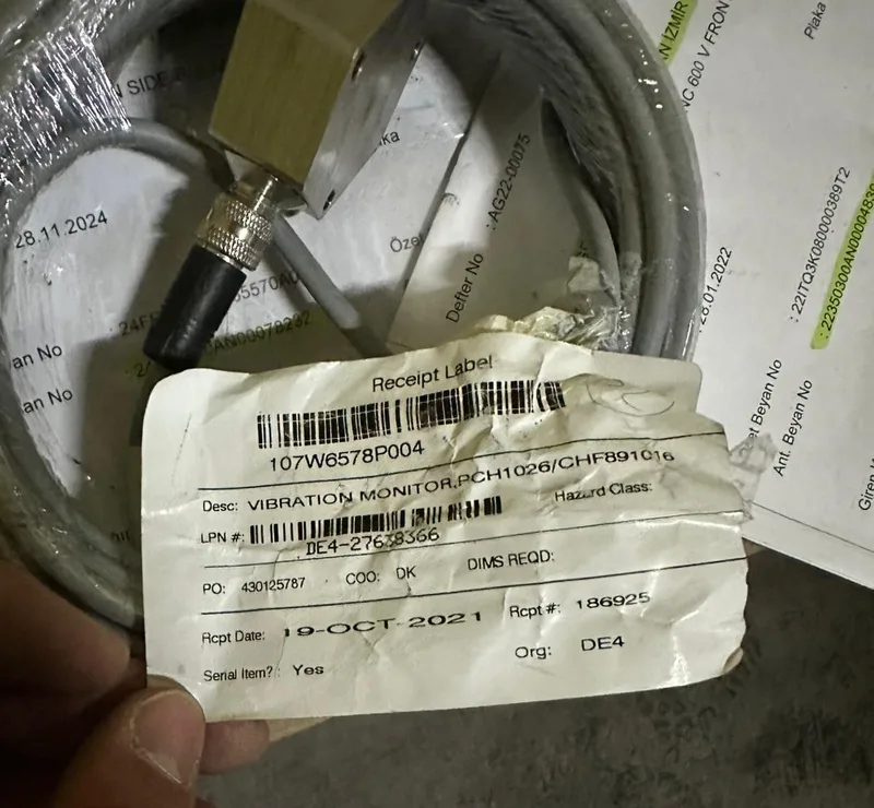 GE 107W6578P004 PCH CHB 1101 dual-axis vibration sensor with connection cable