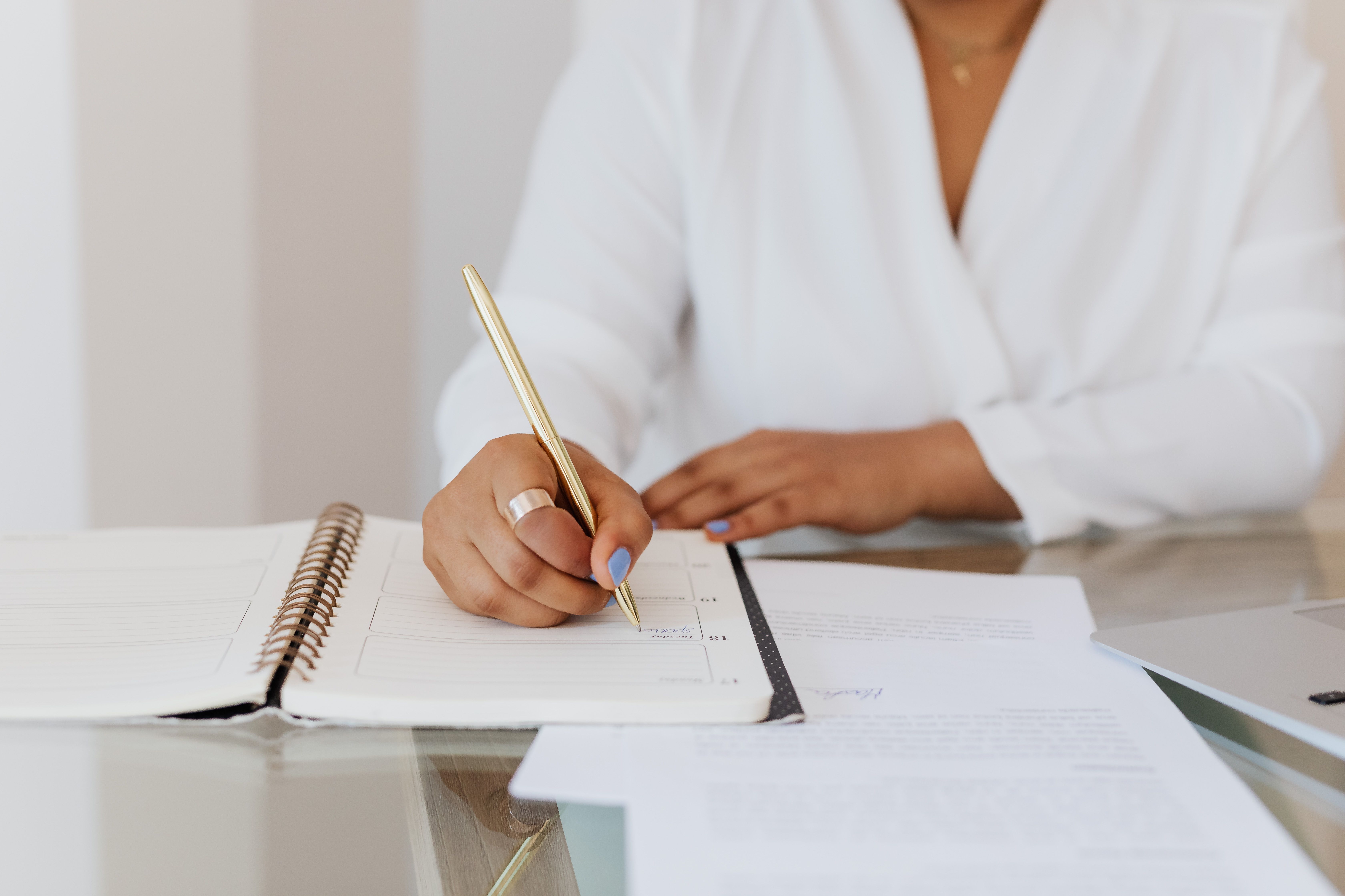 Author writing and preparing a manuscript for publication
