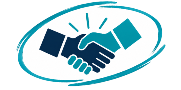 Illustration of two hands shaking, symbolising partnership, collaboration and working together to support young people.