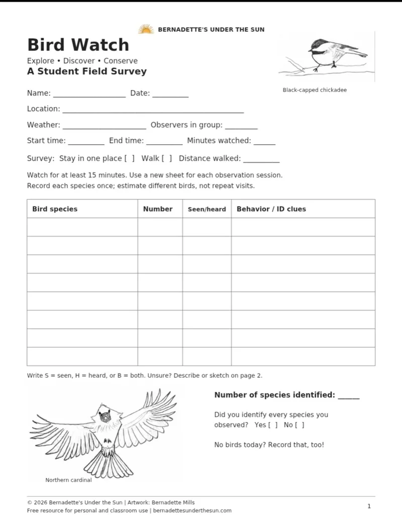 Bird Watch: A student field survey