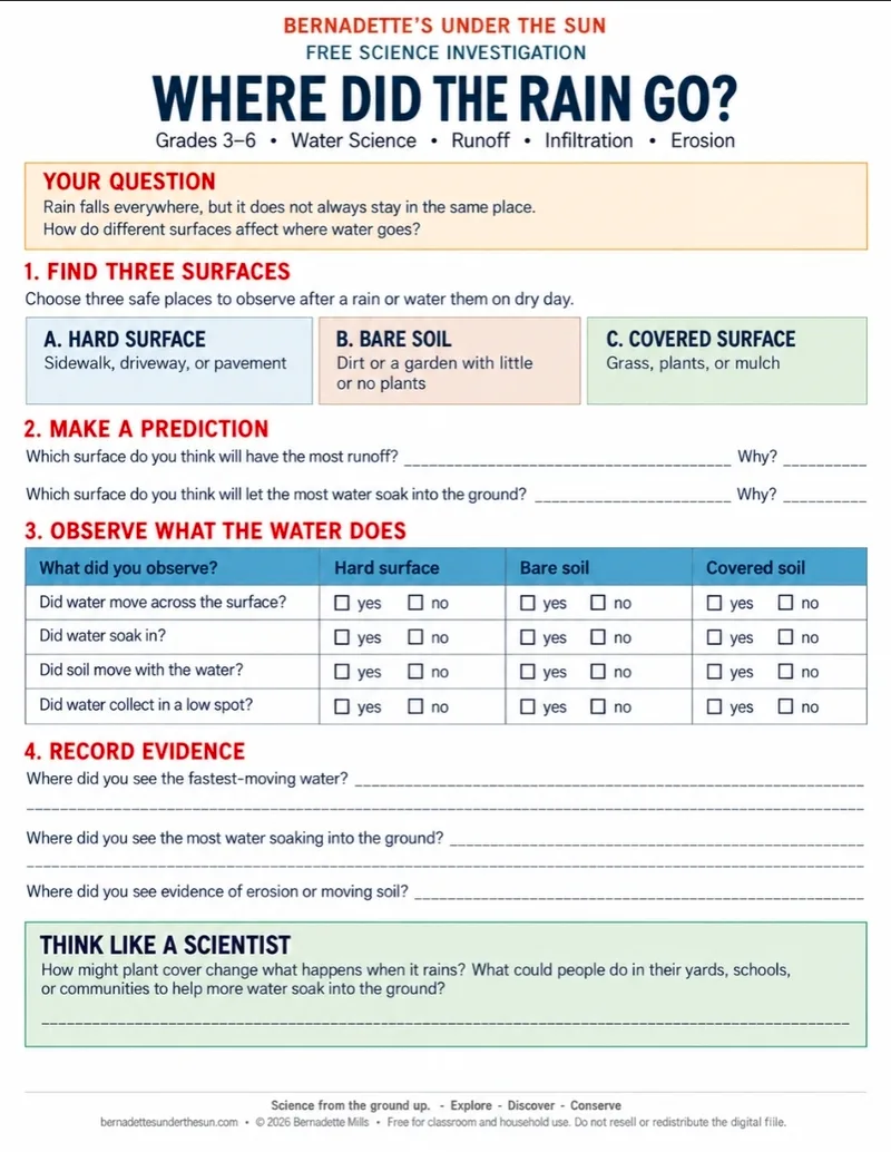 Preview of the Where Did The Rain Go student science printable